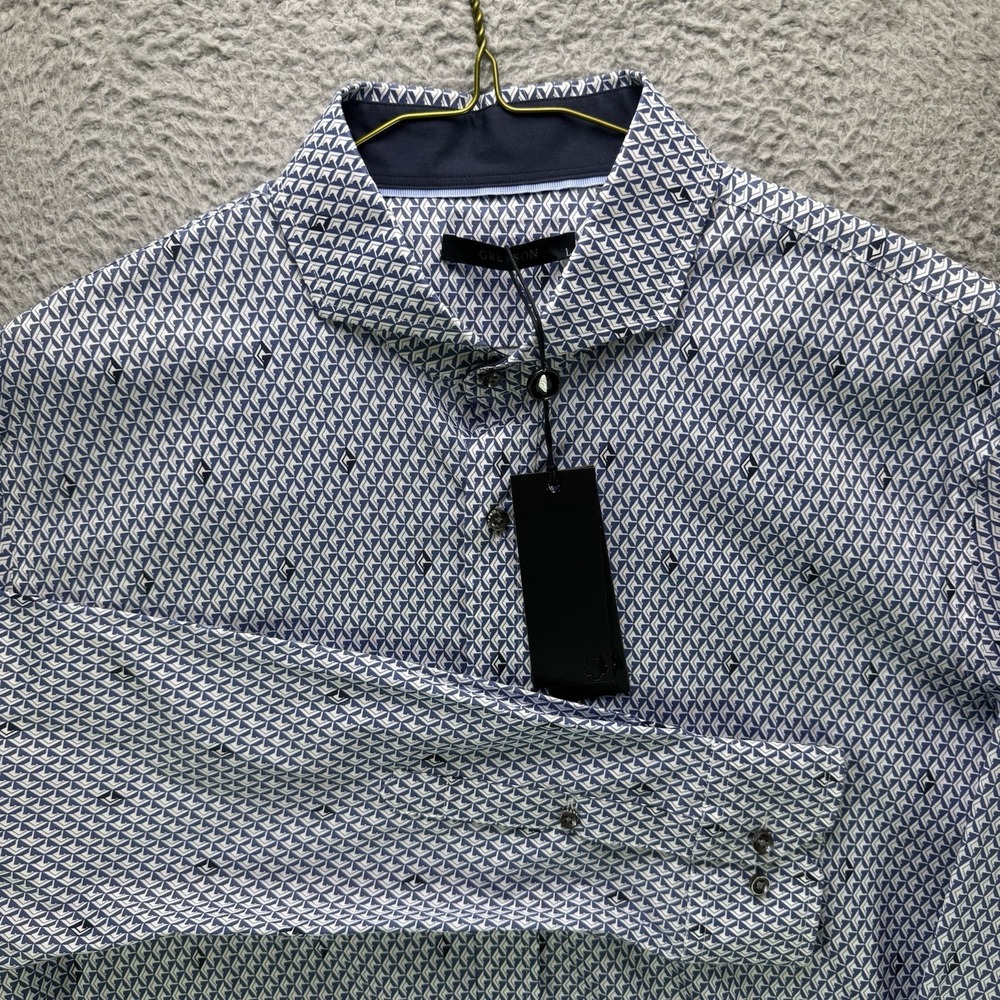Greyson Dress Shirt Mens Large Blue Woodward Diamonds All Day Button Down NWT - Picture 4 of 15